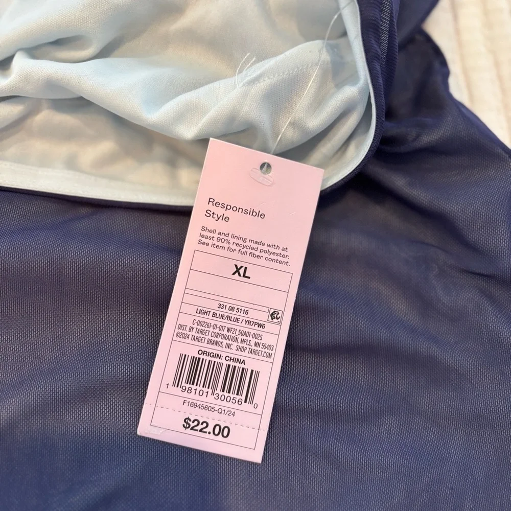 Wild Fable Women's Blue Mesh Fully Lined Strapless Midi Dress NWT Size XL
